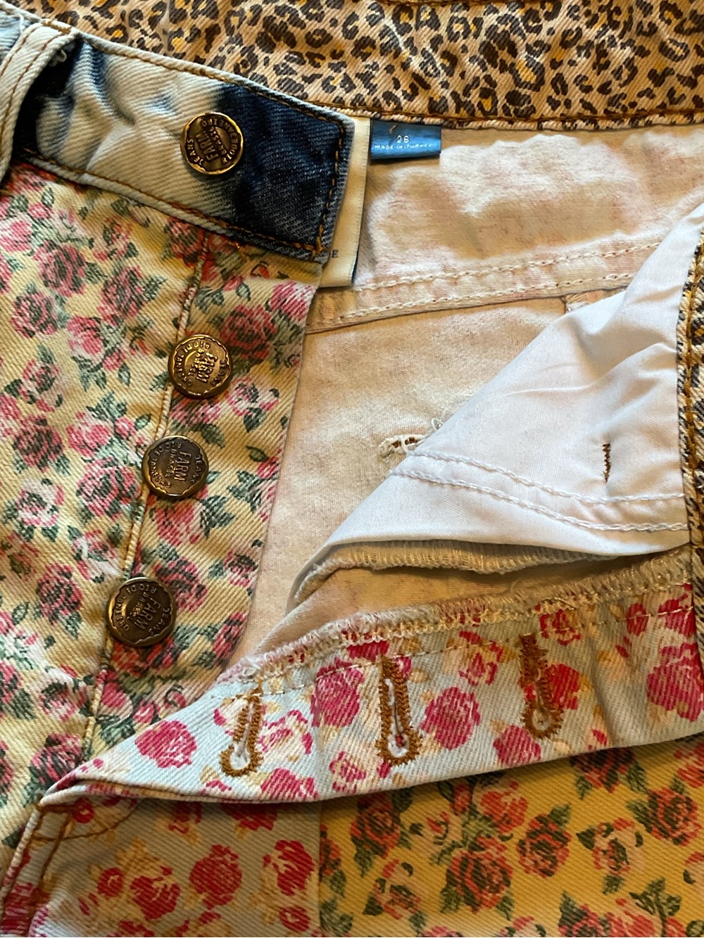 Anthropologie Farm Rio Floral Patchwork Jean Shorts - Picture 7 of 15